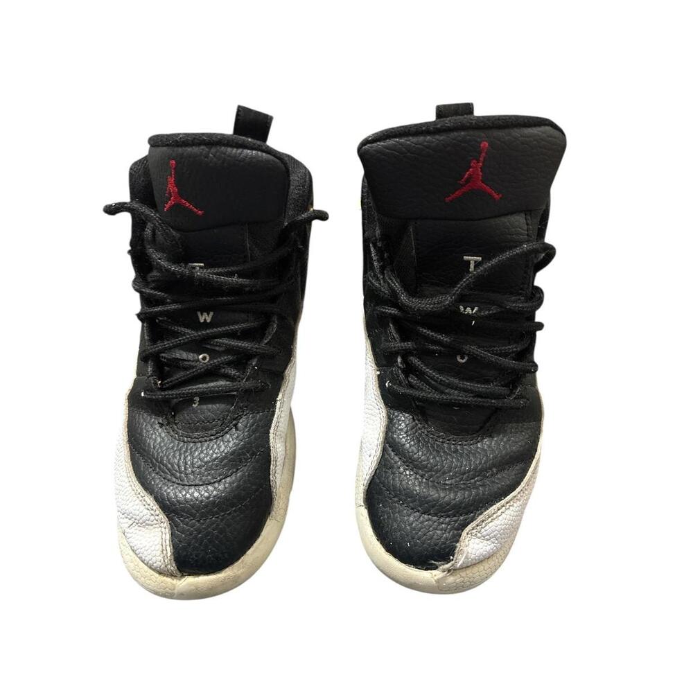 Air Jordan 12 Retro Playoff Black White Leather High Top Sneakers